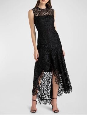 Shoshanna Black Lace High-Low Dress